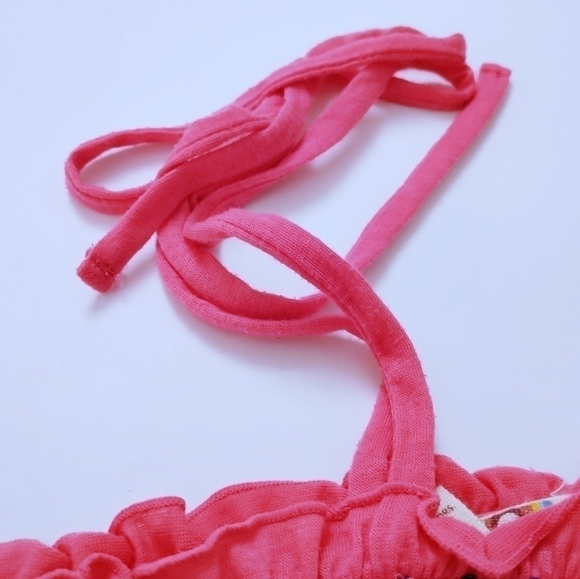 OCEAN PACIFIC OP Smocked Babydoll Embroidery Halter Bright Pink Dress Medium - Picture 5 of 7